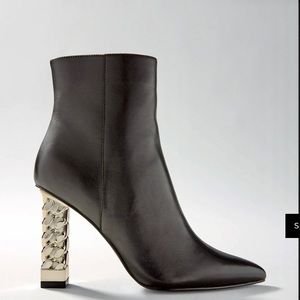 Brand New White House Black Market Black Chain-heeled Bootie, Size 7 Sold Out